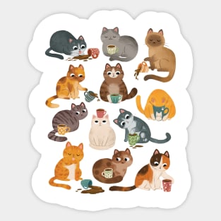 Cats and Coffee Sticker